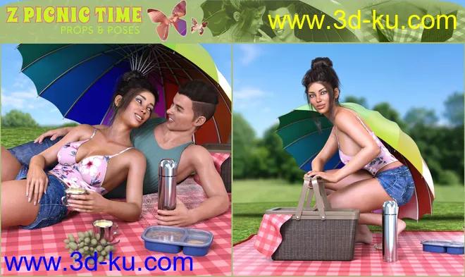 Z Picnic Time Props and Poses for Genesis 3 and 8模型的图片5