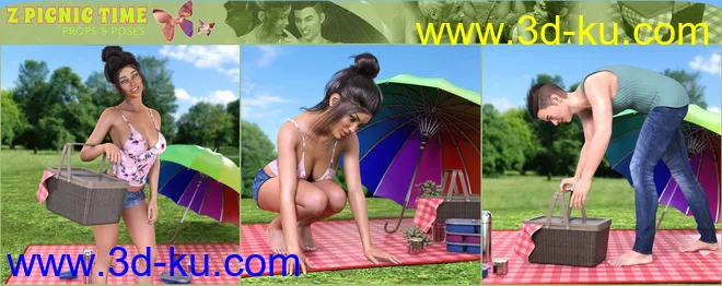 Z Picnic Time Props and Poses for Genesis 3 and 8模型的图片9