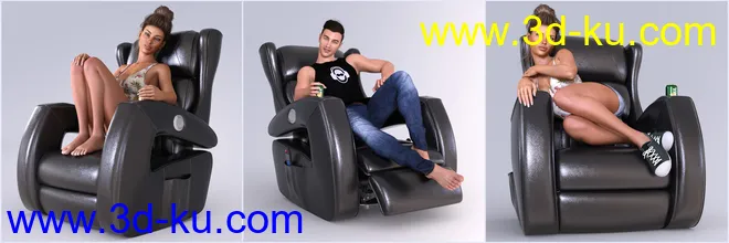 Z Power Recliner and Poses for Genesis 3 and 8模型的图片8