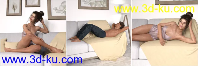 Z Relaxed at Home - Indoor Environment with Poses for Genesis 3 and 8模型的图片9