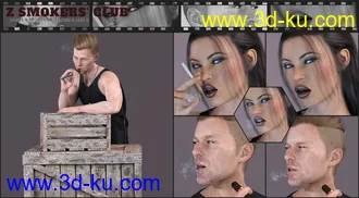 3D打印模型Z Smokers' Club Props Poses and Expressions for Genesis 3 and 8的图片