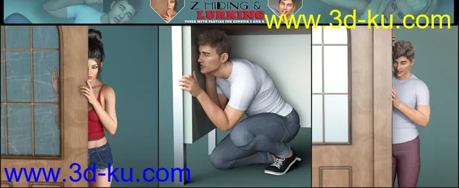 Z Utility Hiding and Lurking Poses and Partials for Genesis 3 and 8模型的图片6