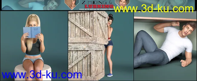 Z Utility Hiding and Lurking Poses and Partials for Genesis 3 and 8模型的图片7