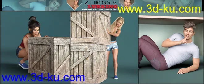 Z Utility Hiding and Lurking Poses and Partials for Genesis 3 and 8模型的图片9