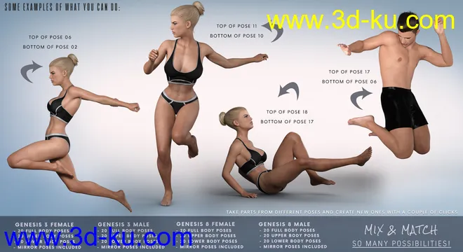 Z Utility Series - Jumping Running Falling - Poses and Partials for Genesis 3 and 8模型的图片3