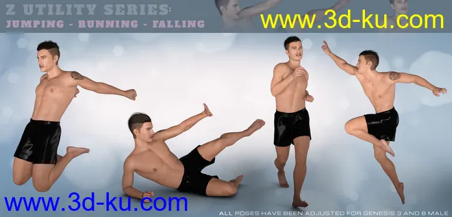 Z Utility Series - Jumping Running Falling - Poses and Partials for Genesis 3 and 8模型的图片9