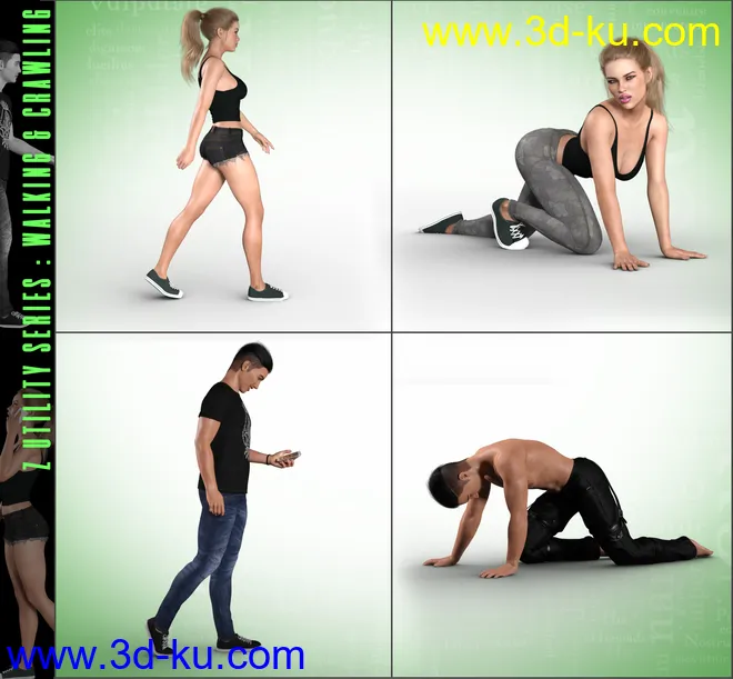 Z Utility Walking and Crawling Poses for Genesis 3 and 8模型的图片6