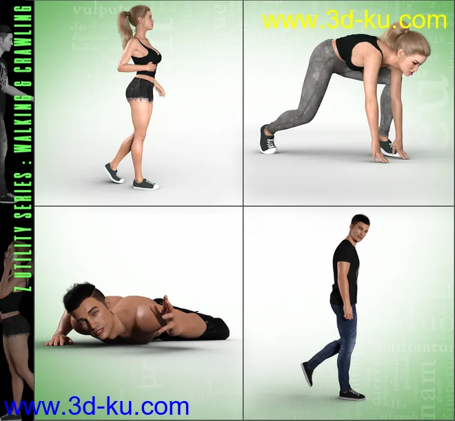 Z Utility Walking and Crawling Poses for Genesis 3 and 8模型的图片8