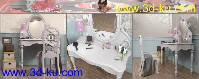 Z Vanity Corner and Poses for Genesis 3 and 8 Female模型的图片2