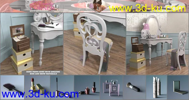 Z Vanity Corner and Poses for Genesis 3 and 8 Female模型的图片4