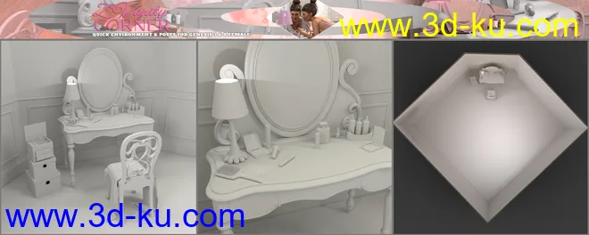 Z Vanity Corner and Poses for Genesis 3 and 8 Female模型的图片13