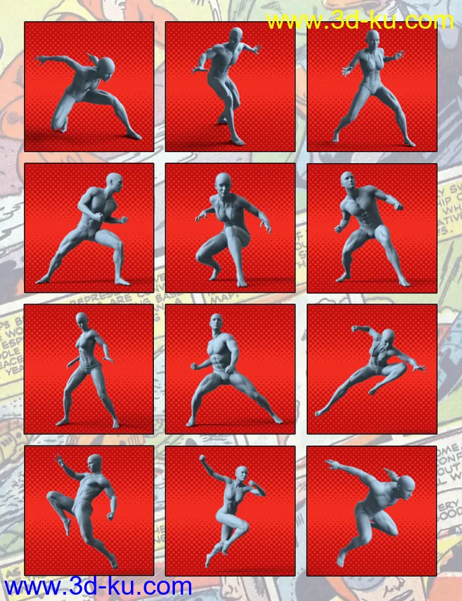 100 Ultimate Superhero Poses for Genesis 8模型的图片6