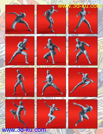 3D打印模型100 Ultimate Superhero Poses for Genesis 8的图片