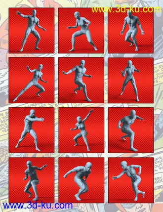 3D打印模型100 Ultimate Superhero Poses for Genesis 8的图片