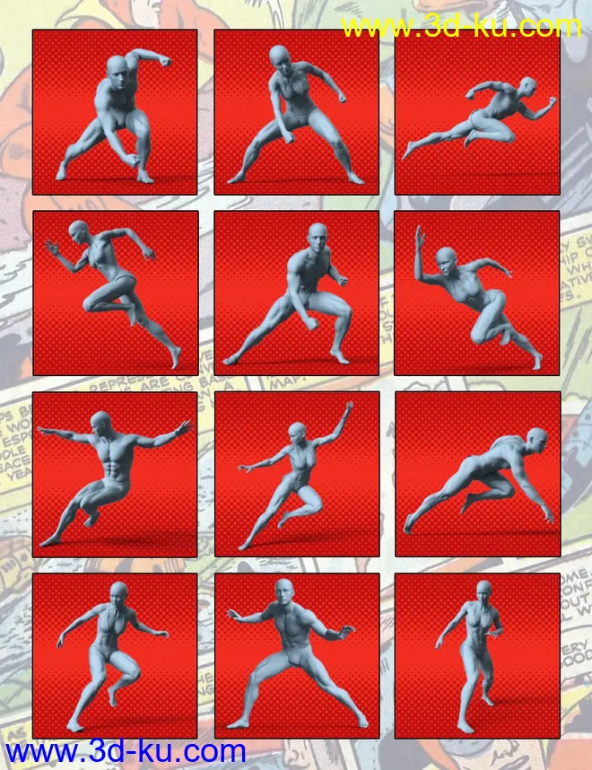 100 Ultimate Superhero Poses for Genesis 8模型的图片10