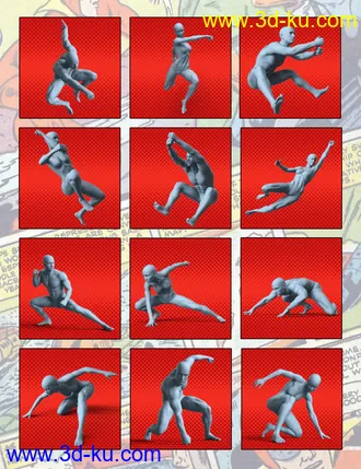 3D打印模型100 Ultimate Superhero Poses for Genesis 8的图片