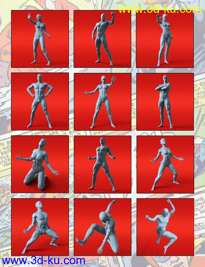 100 Ultimate Superhero Poses for Genesis 8模型的图片14