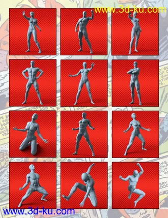 3D打印模型100 Ultimate Superhero Poses for Genesis 8的图片
