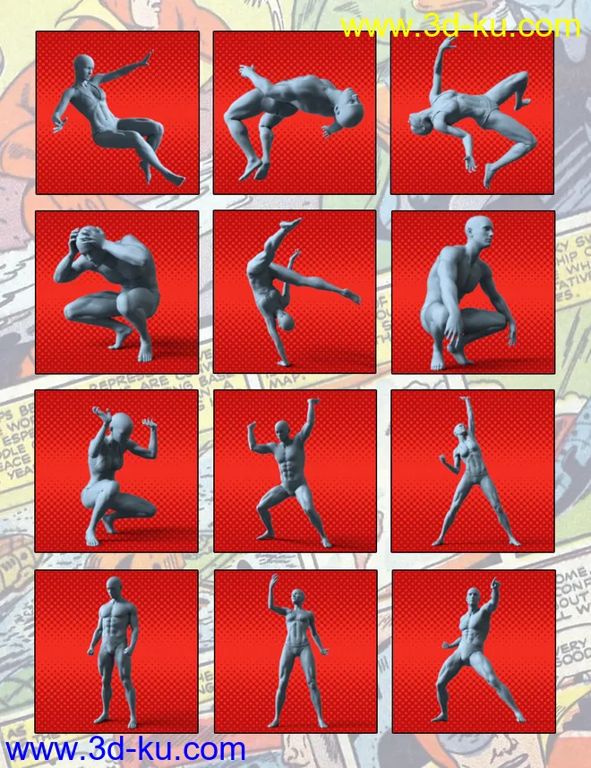 100 Ultimate Superhero Poses for Genesis 8模型的图片16