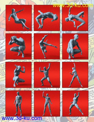 3D打印模型100 Ultimate Superhero Poses for Genesis 8的图片