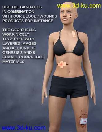 3D打印模型Adhesive Bandages for Genesis 3 and 8 Female(s)的图片