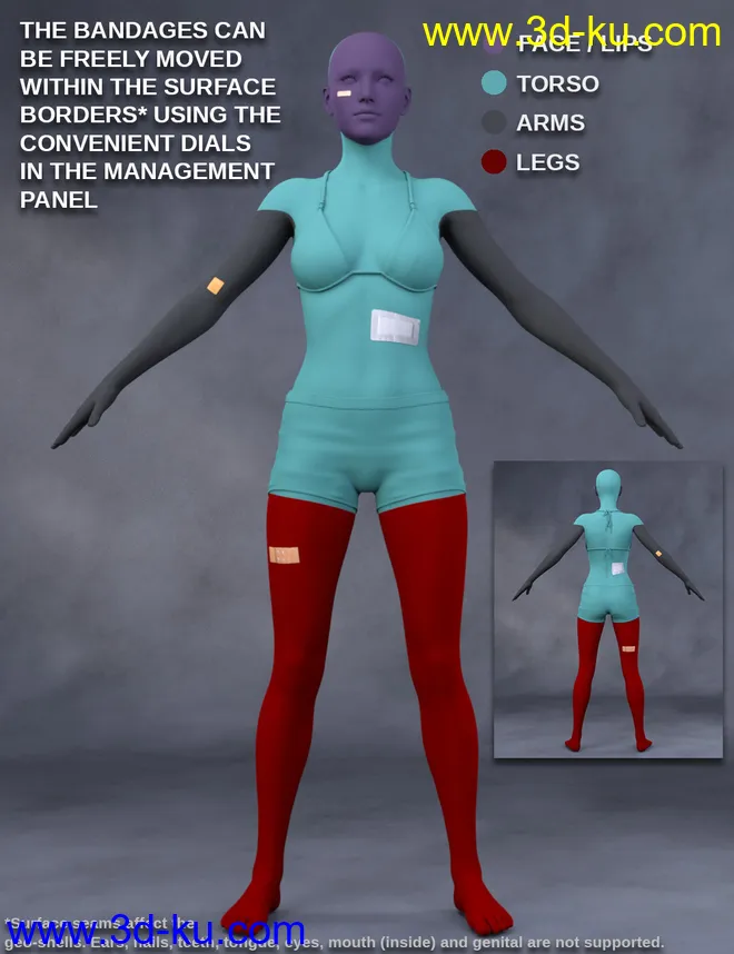 Adhesive Bandages for Genesis 3 and 8 Female(s)模型的图片12