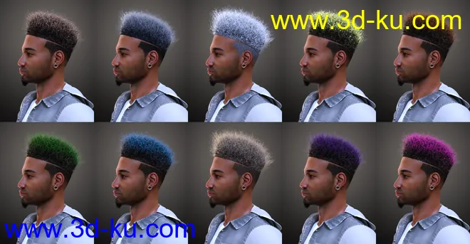 Afro Fade Hair for Genesis 3 and 8模型的图片7