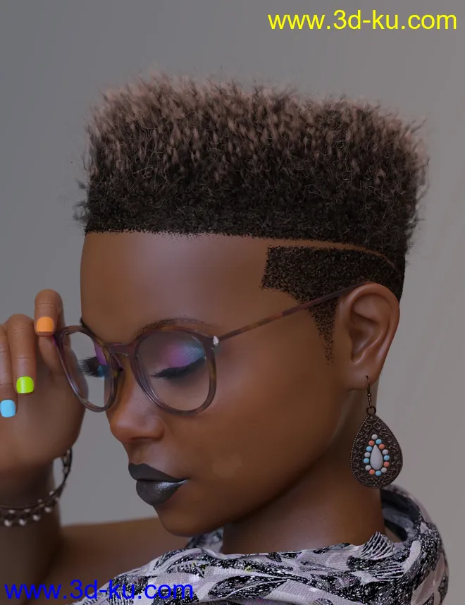 Afro Fade Hair for Genesis 3 and 8模型的图片9
