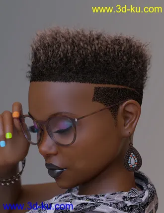 3D打印模型Afro Fade Hair for Genesis 3 and 8的图片