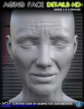Aging Face Details HD for Genesis 3 and 8 Female(s)模型的图片1