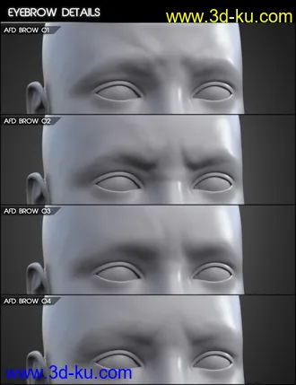 Aging Face Details HD for Genesis 3 and 8 Female(s)模型的图片4