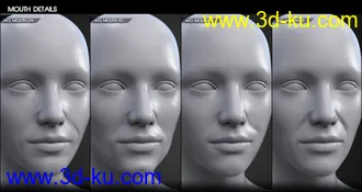3D打印模型Aging Face Details HD for Genesis 3 and 8 Female(s)的图片