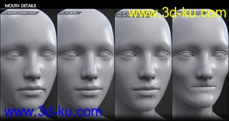 3D打印模型Aging Face Details HD for Genesis 3 and 8 Female(s)的图片