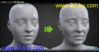 3D打印模型Aging Face Details HD for Genesis 3 and 8 Female(s)的图片