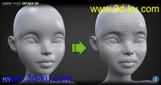 3D打印模型Aging Face Details HD for Genesis 3 and 8 Female(s)的图片