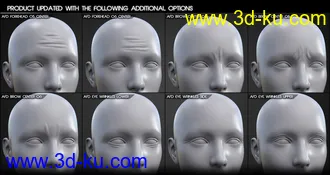 3D打印模型Aging Face Details HD for Genesis 3 and 8 Female(s)的图片