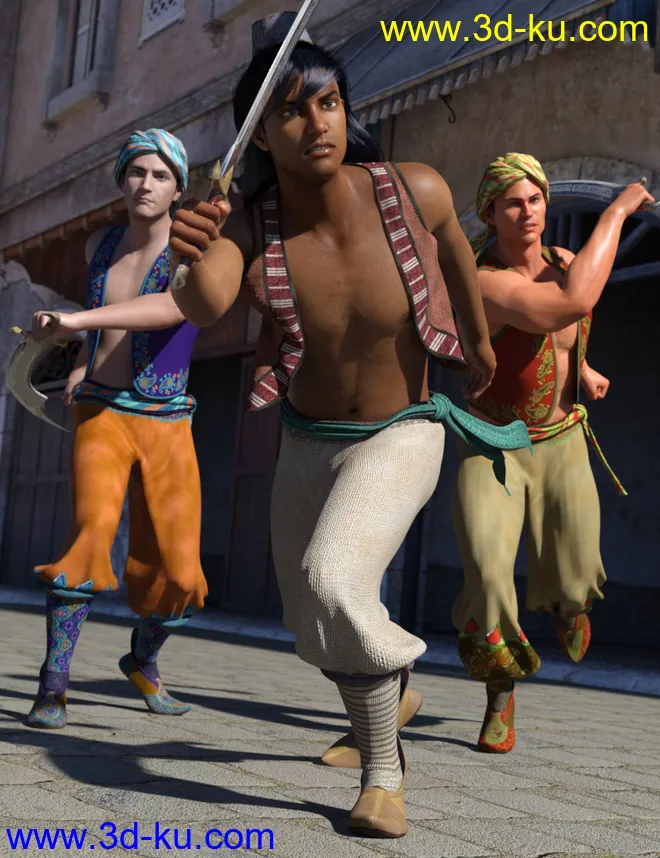 Ali Baba dForce Clothing and Hair for Genesis 8 Male(s)模型的图片1