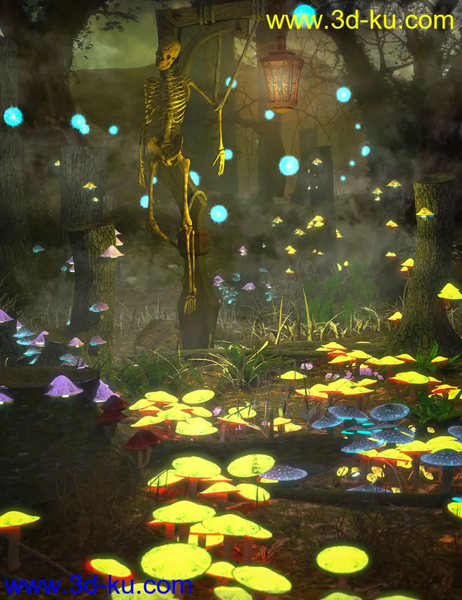 All Hallows Spooky Tree Stumps Roots and Mushrooms模型的图片1