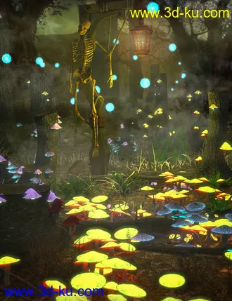 3D打印模型All Hallows Spooky Tree Stumps Roots and Mushrooms的图片