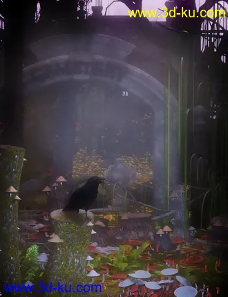 3D打印模型All Hallows Spooky Tree Stumps Roots and Mushrooms的图片