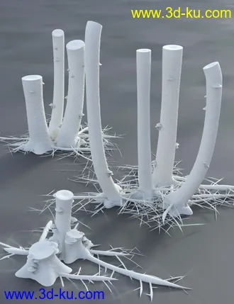 3D打印模型All Hallows Spooky Tree Stumps Roots and Mushrooms的图片