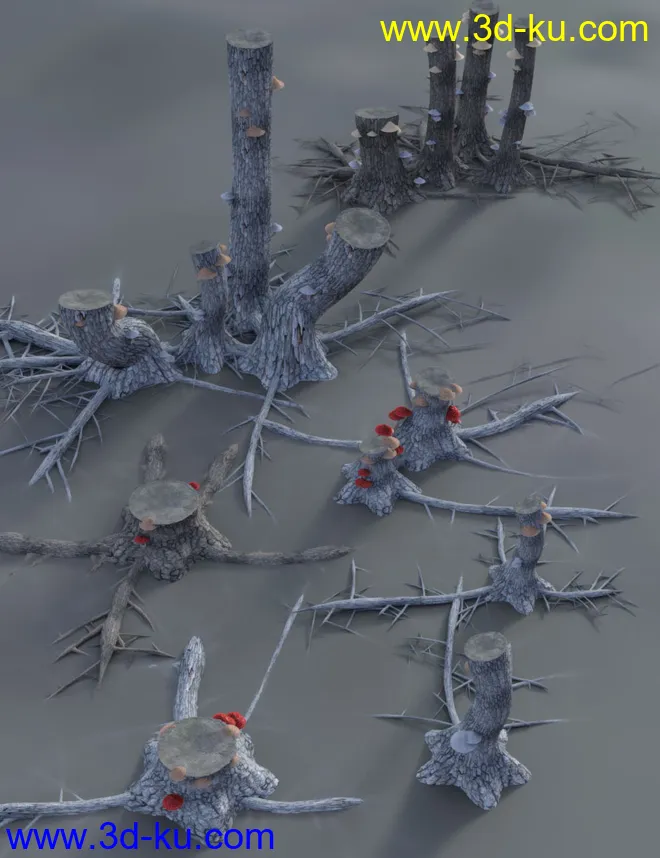 All Hallows Spooky Tree Stumps Roots and Mushrooms模型的图片6