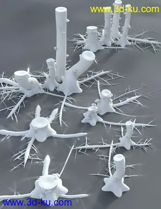 3D打印模型All Hallows Spooky Tree Stumps Roots and Mushrooms的图片