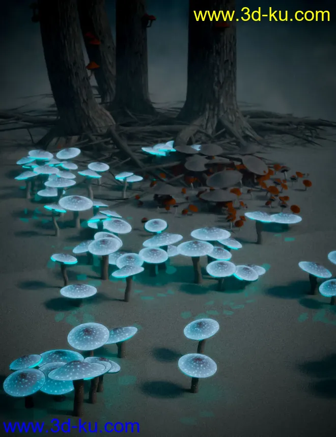 All Hallows Spooky Tree Stumps Roots and Mushrooms模型的图片12