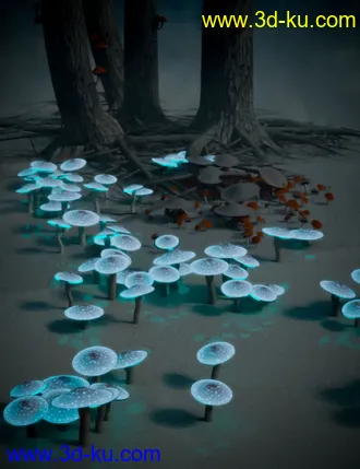 3D打印模型All Hallows Spooky Tree Stumps Roots and Mushrooms的图片