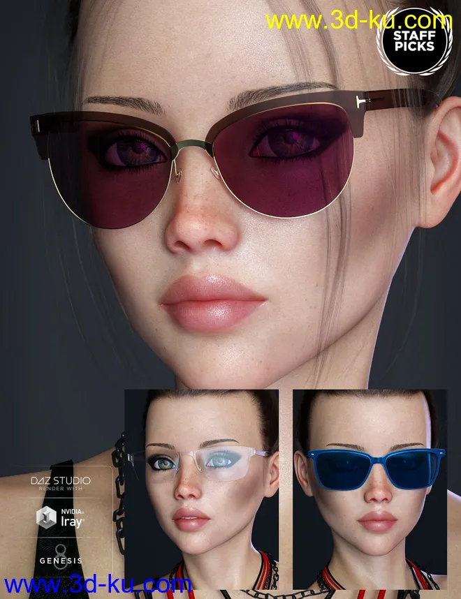 Alt Style Glasses for Genesis 8 Male(s) and Female(s)模型的图片1