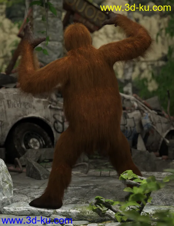 Ape World Orangutan with dForce Hair for Genesis 8 Male模型的图片3