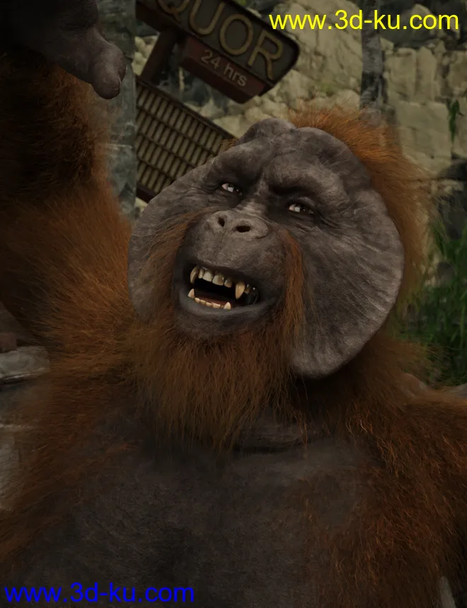 Ape World Orangutan with dForce Hair for Genesis 8 Male模型的图片4