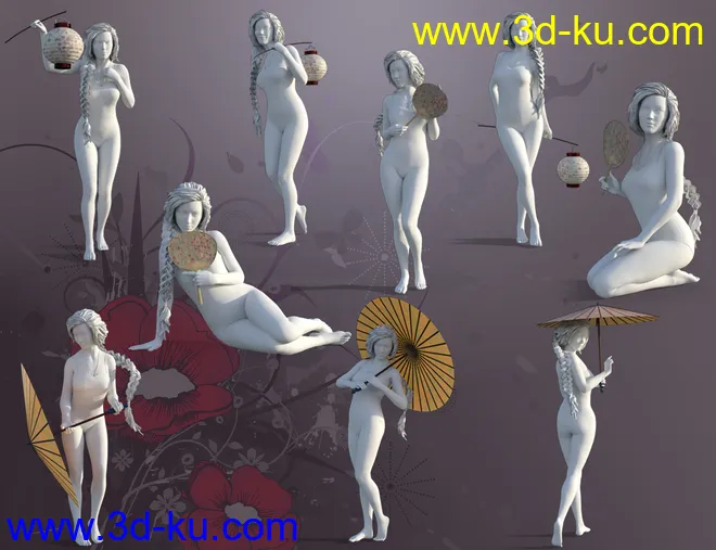 Asian Accessories for Genesis 8 Female模型的图片3