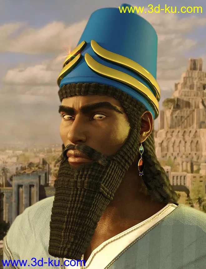 Assyrian Headdress for Genesis 8 Males模型的图片1